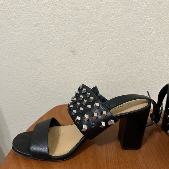 Michael Kors Valencia Black Studded Women's Block Heel Sandals Business Sz 6.5 - Picture 4 of 11